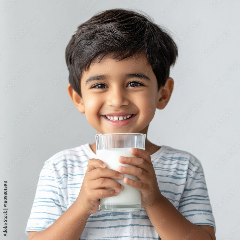 Cute indian little boy holding milk glass Cute indian little boy holding milk glass