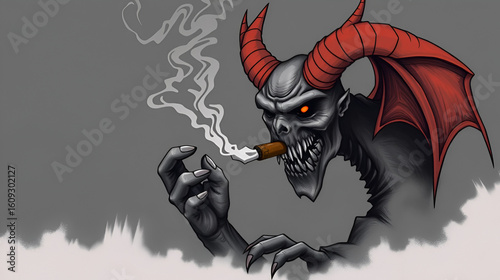 demon smoking cigar