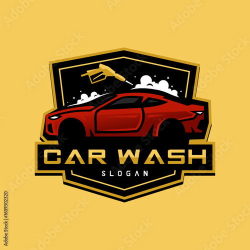 Car Wash Logo with Water Spray