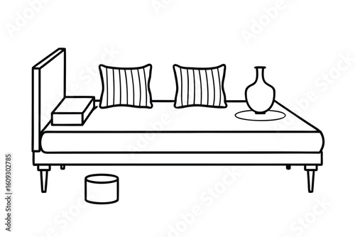 Daybed Style Room With Large Pillows And Coffee Table