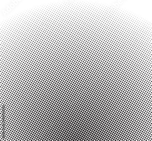 Top-view halftone gradient with dark dots fading upward into white space. Classic retro texture perfect for comic book art, background effects, and graphic overlays.

