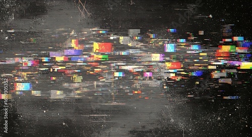 Abstract grunge background with glitch effect and vibrant color blocks artwork