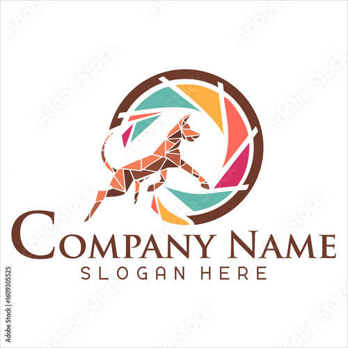 Vector Mosaic Dog Photography Candid Modern Design Logo Template