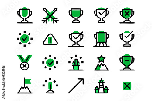 Collection of simple line art symbols representing setbacks errors and unsuccessful outcomes in a clean graphic design format