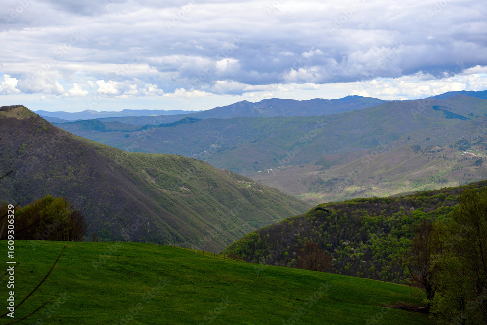 Fototapeta premium panorama near the house of the Roman Ligurian Apennines Monte Antola Italy