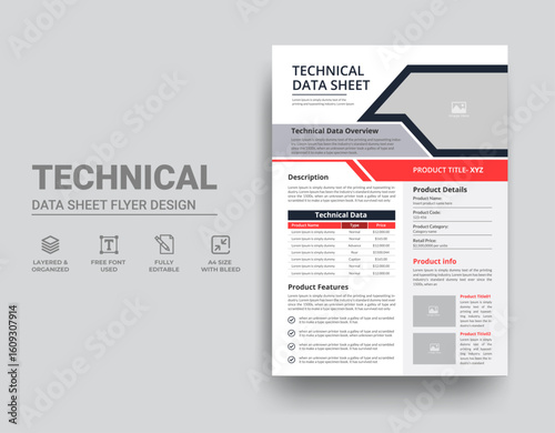Technical Data Sheet Flyer Template Design	