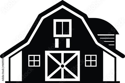 barn garage icon,Barn  black silhouette vector illustration