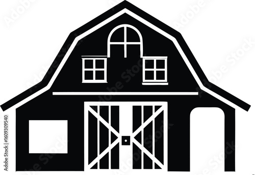 barn garage icon,Barn  black silhouette vector illustration