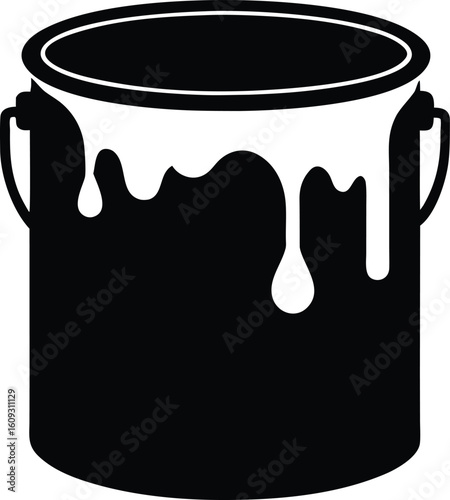 paint can black silhouette vector,minimalist Paint Can Handle Silhouette