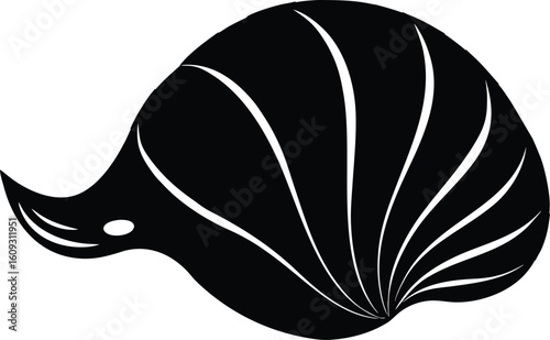 seashell with pearl black silhouette vector,Seashell symbol,Seashell icon illustration