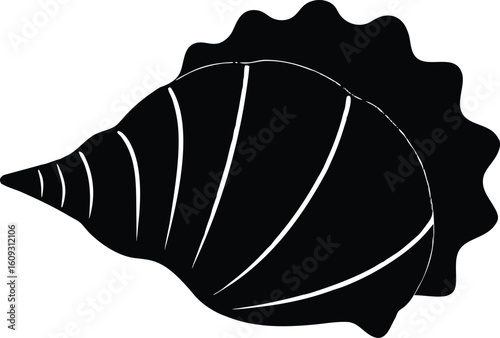 seashell with pearl black silhouette vector,Seashell symbol,Seashell icon illustration