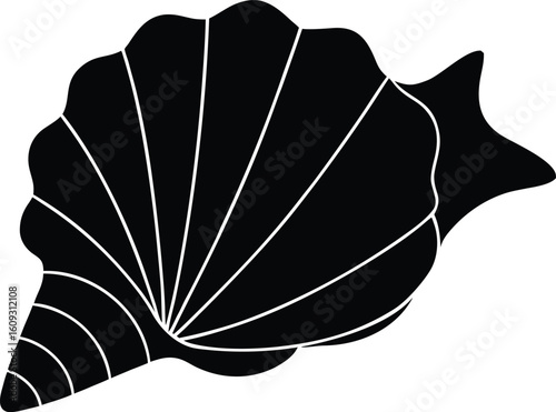 seashell with pearl black silhouette vector,Seashell symbol,Seashell icon illustration