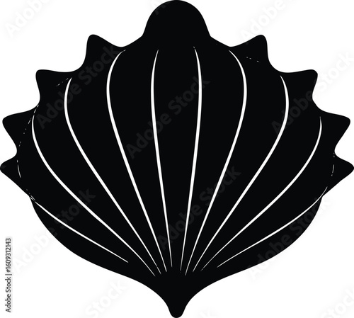 seashell with pearl black silhouette vector,Seashell symbol,Seashell icon illustration