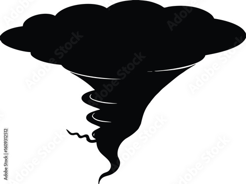 tornado  black silhouette vector,tornado  icon illustration