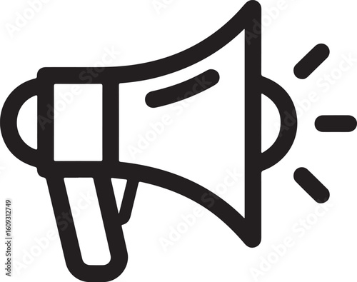 Black megaphone with sound waves announcement communication
