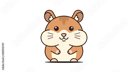 A cute brown and white hamster standing upright with a happy expression. Playful vector animal character perfect for kids and pet-themed content.