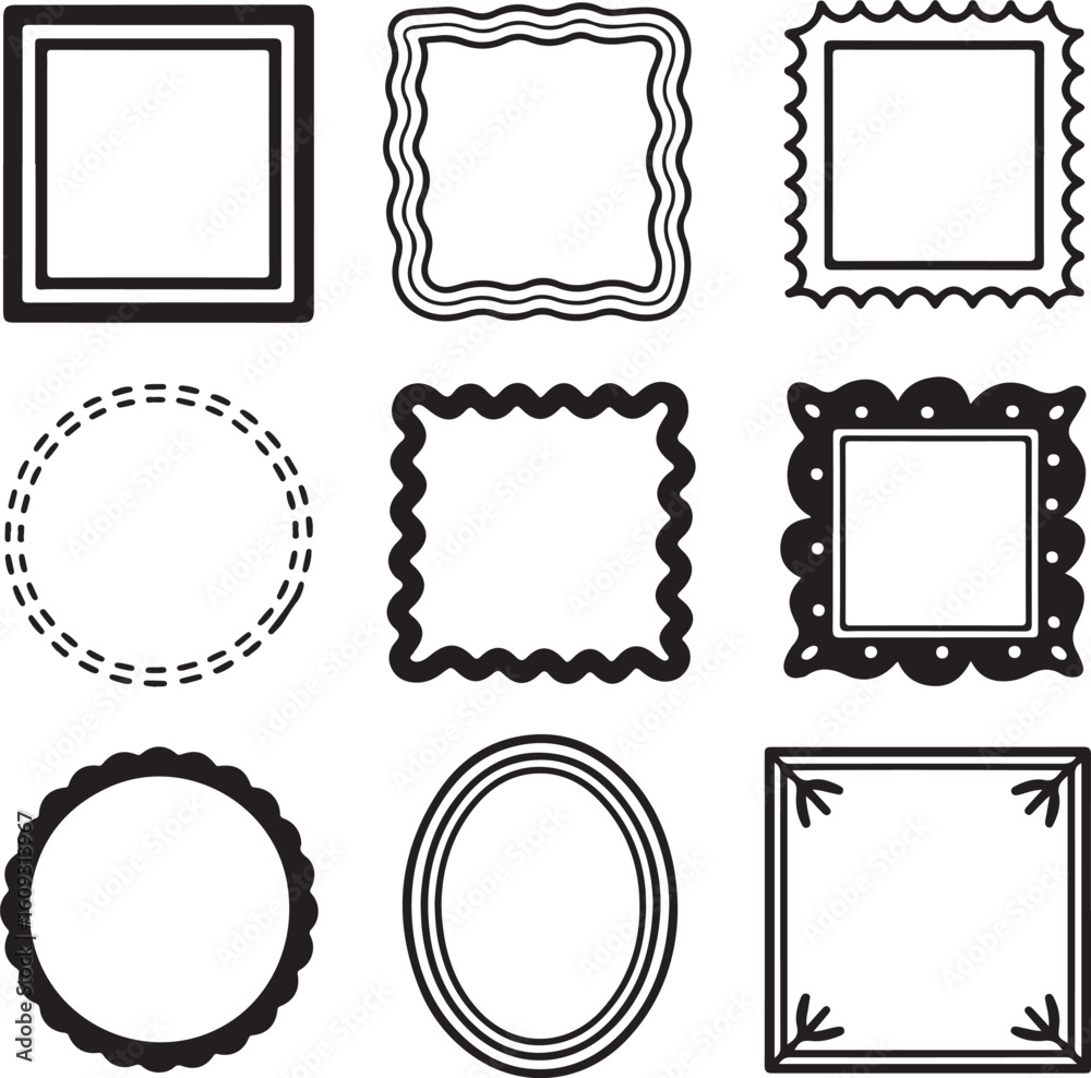 Collection of decorative ornamental borders and frames square Collection of decorative ornamental borders and frames square