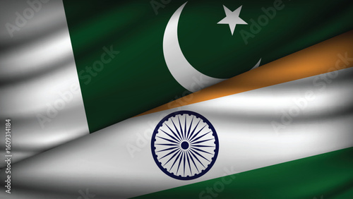 High Quality background with Two Flags of India and Pakistan