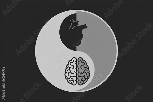 Brain and heart balance, always the most suitable decision making concept.	