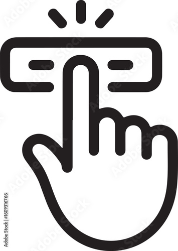Hand Finger Pressing Button With Rays click