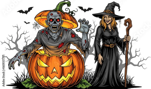 Halloween Night: The Witch's Curse and the Pumpkin Zombie