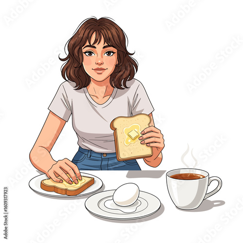 Morning Breakfast Routine with Woman