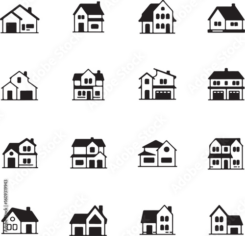 Various residential houses with different architectural styles home building