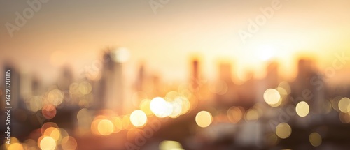 The Soft Golden Glow of a Blurred City Skyline at Sunset