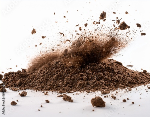 dirt flying soil pile scattered isolated on white background