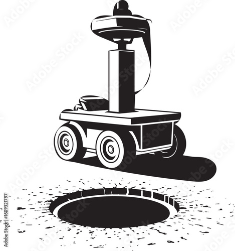 Automated vehicle inspecting road damage robot scanner
