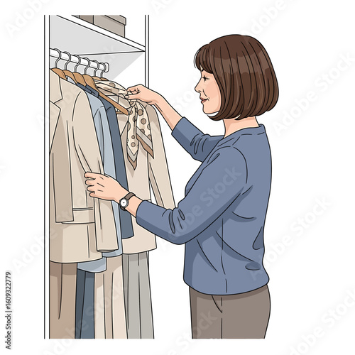 Choosing an outfit from the wardrobe