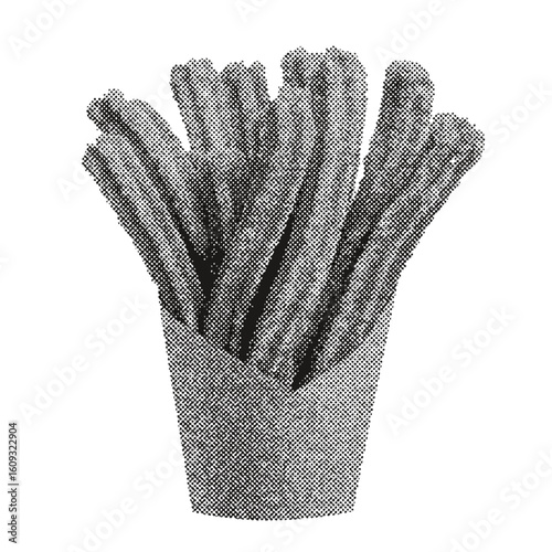 Sweet churros halftone grunge vector design element