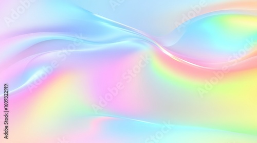 pastel rainbow background with soft waves and gradients, iridescent and holographic, for design and banner