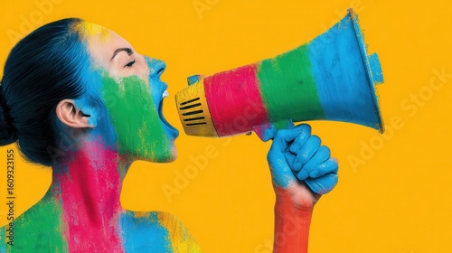 Colorful expression vibrant megaphone art