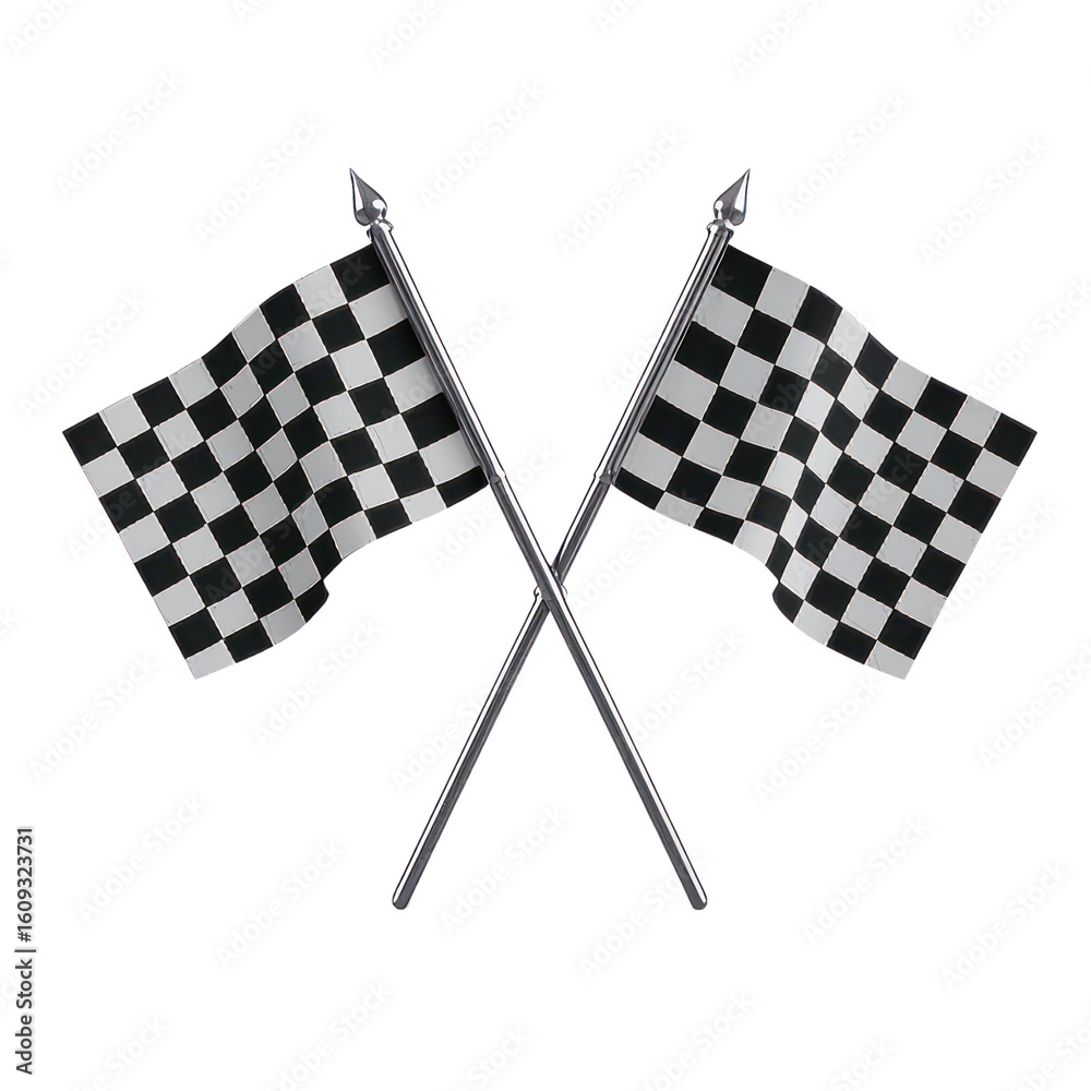 Fototapeta premium Crossed Checkered Racing Flags Isolated on Transparent Background, Generative AI