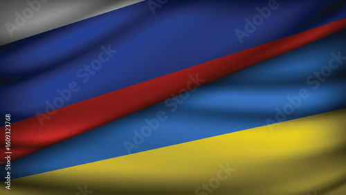 High Quality background with Two Flags of Russia and Ukraine