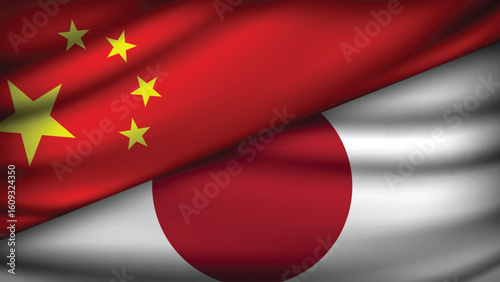 High Quality background with Two Flags of Japan and China