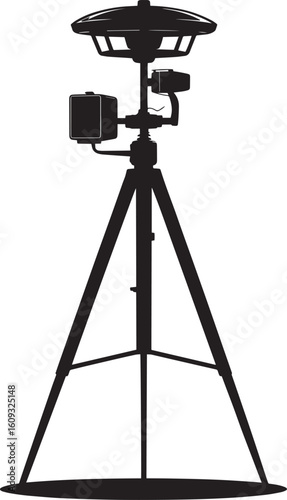 Black silhouette of speed detection equipment on tripod radar