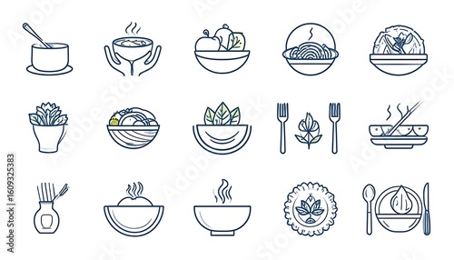 Set of outline food icons
