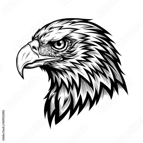 Stylized black eagle head illustration