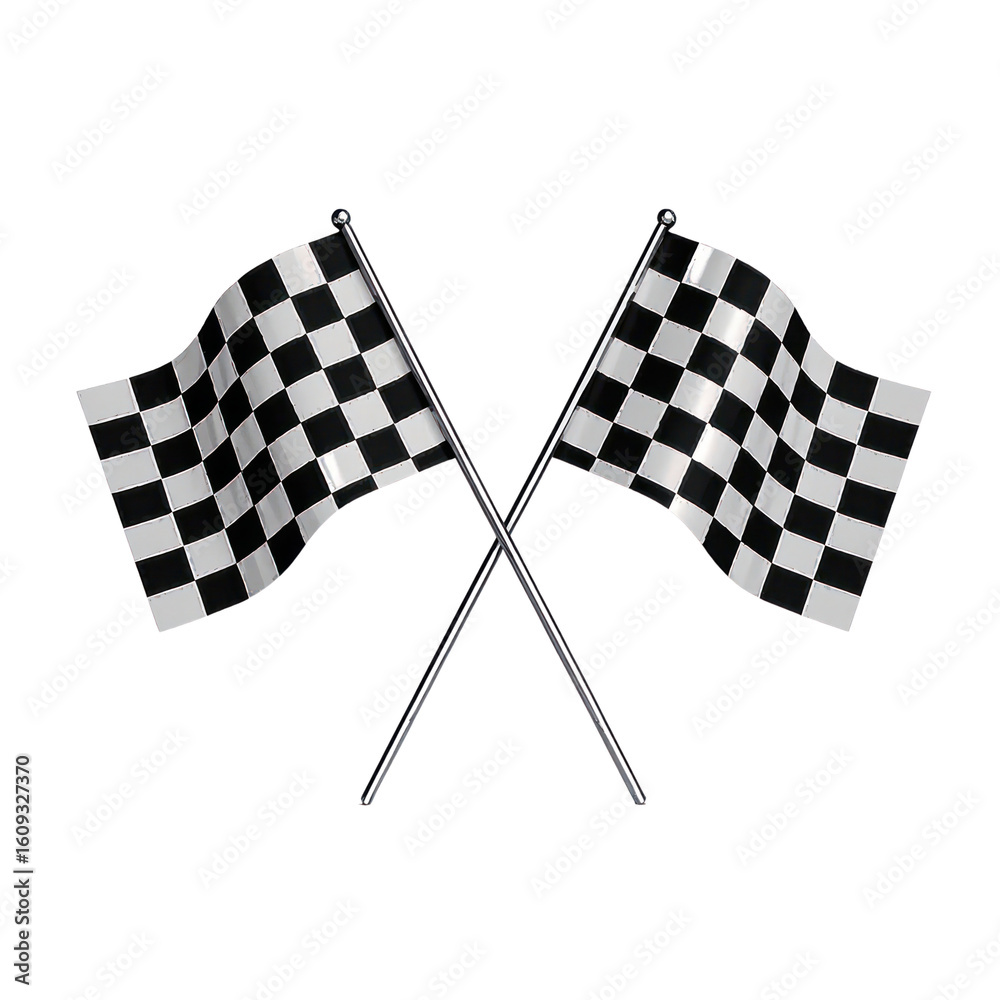 Fototapeta premium Crossed Checkered Racing Flags Isolated on Transparent Background, Generative AI