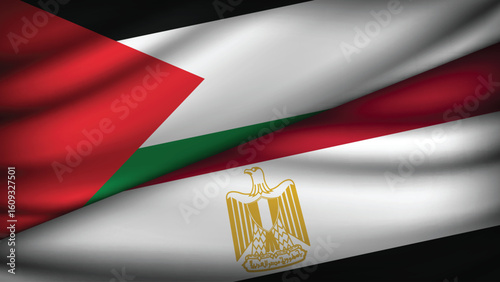 High Quality background with Two Flags of Egypt and Palestine