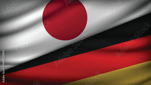 High Quality background with Two Flags of Germany and Japan