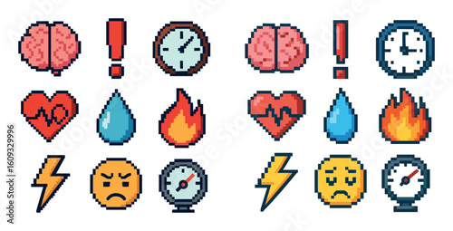 Pixel Art Stress Icons