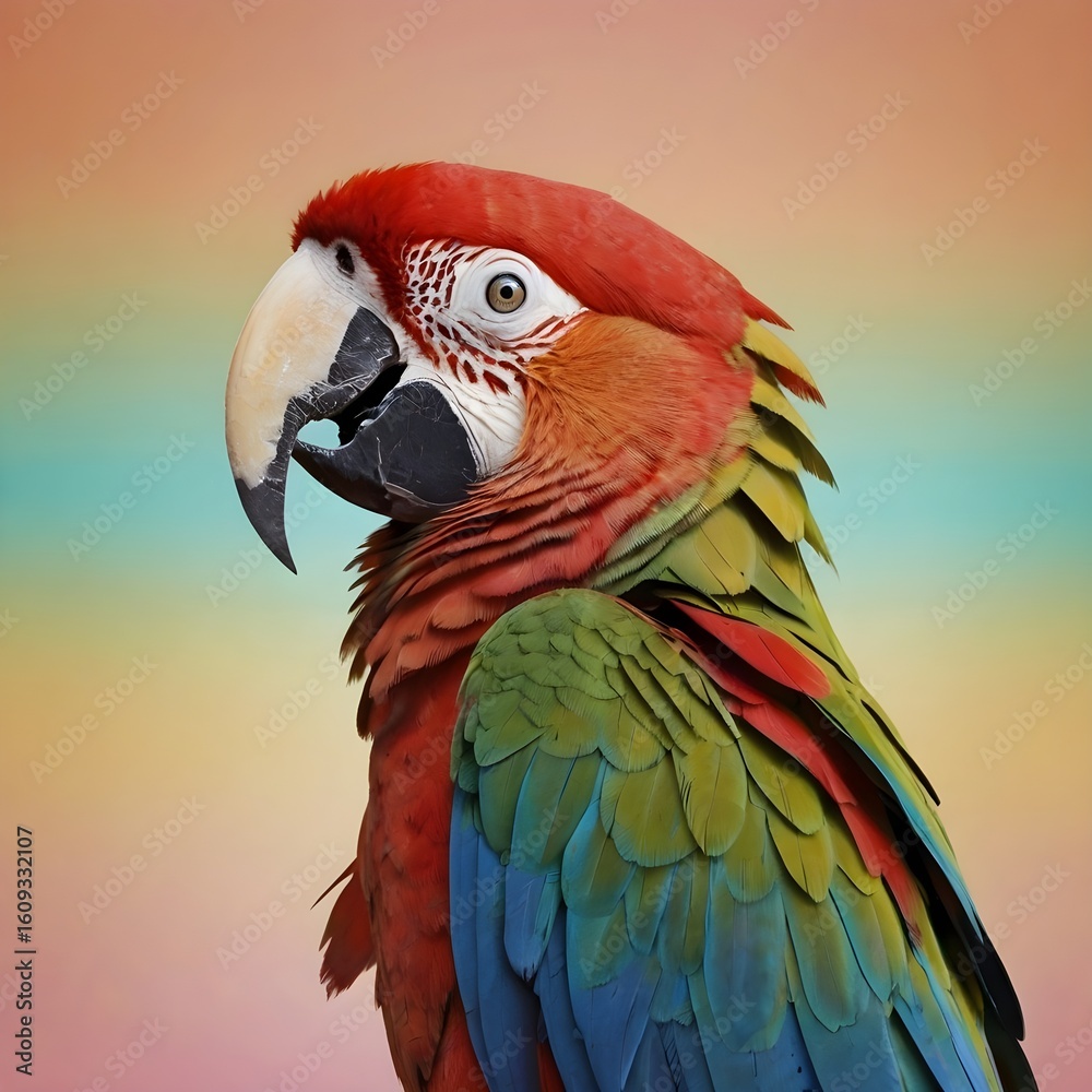 Naklejka premium Colorful Macaw Bird Gradient Illustration – Vibrant Tropical Parrot