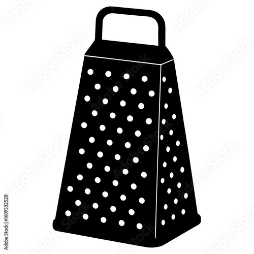Black and white illustration of a box grater