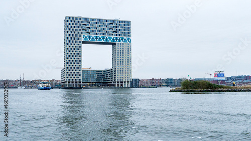 Photography Iconic architecture along river IJ, Amsterdam, Netherlands