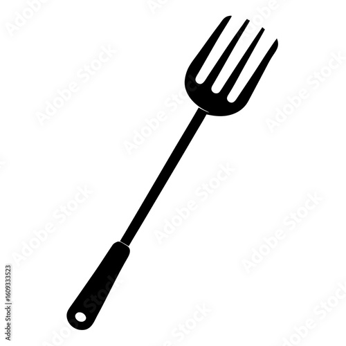 Simple black silhouette of a three pronged fork