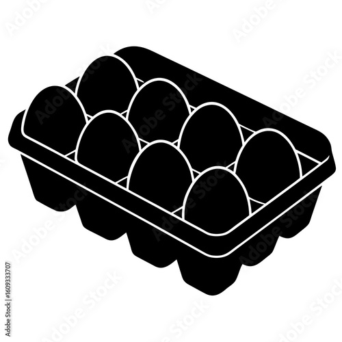 Black silhouette of a six egg carton