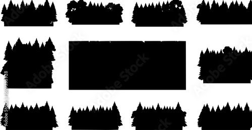 Seamless landscape. Seamless forest landscape. Vector illustration. Layered trees background. Outdoor and hiking concept.
